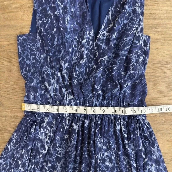 Ramy Brook Kelsie Blue Leopard Print Hi-Low Midi Dress-Tassle Belt-V Neck-Sz XS - Picture 8 of 16